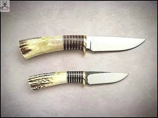 2 PCS HAND FORGED Full Tang J2 Steel and High Carbon Steel Hunting Set+ Leather sheath - ZB Knives Store