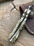 7.5" HAND FORGED Full Tang J2 Steel best folding hunting knife + Leather Sheath - ZB Knives Store