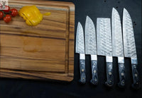 5 PCS HAND FORGED Full Tang Damascus Steel kitchen set knives + Leather Sheath - ZB Knives Store