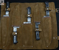 5 PCS HAND FORGED Full Tang Damascus Steel kitchen set knives + Leather Sheath - ZB Knives Store