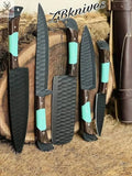 5 PCS HAND FORGED Full Tang High Carbon Steel kitchen Set Knives + leather Roll kit - ZB Knives Store