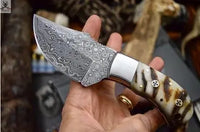Custom Handmade Hammered VG10 Stainless Small Hunter Caping Blade Camp Knife - ZB Knives Store