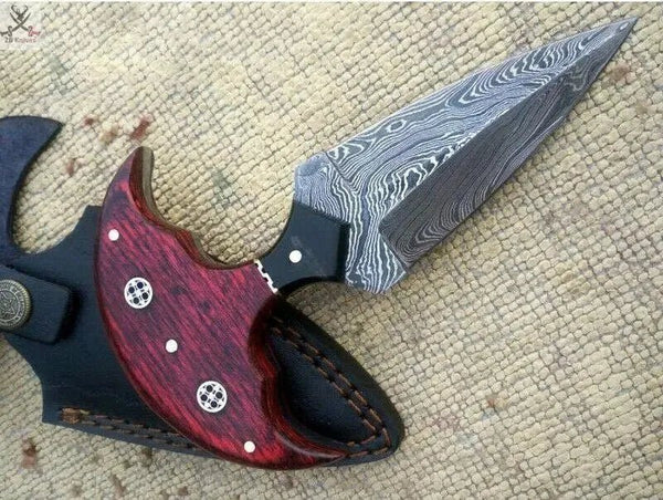 6.5" Inches HAND FORGED Full Tang Damascus Steel Mini Dagger Knife+ Leather sheath - ZB Knives Store