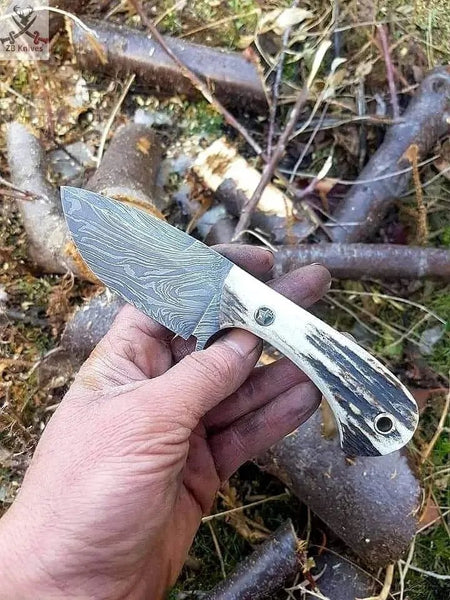 6.5" Top Rated Skinning Knife - Damascus Blade & Knife Sheath - ZB Knives Store