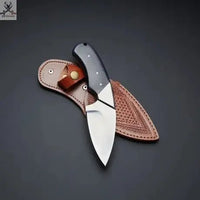 7.25" Inches HAND FORGED Full Tang D2 Steel Skinning Knife+ Leather sheath - ZB Knives Store