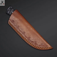 7.5" Inches HAND FORGED Full Tang 1095 High Carbon Steel Skinning Knife+ Leather sheath - ZB Knives Store