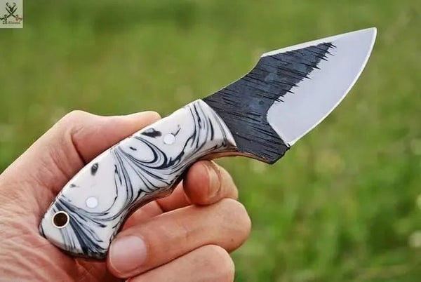 7.5" inches HAND FORGED 1095 High Carbon Steel Skinning Knife + Leather Sheath - ZB Knives Store