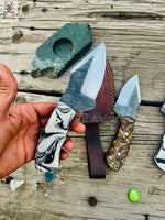7.5" inches HAND FORGED 1095 High Carbon Steel Skinning Knife + Leather Sheath - ZB Knives Store