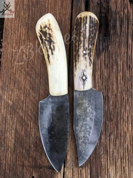 7.5" inches HAND FORGED 1095 High Carbon Steel Skinning Knife + leather sheath - ZB Knives Store