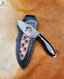 Best Knife to Skin a Deer: Damascus Blade with Buffalo Horn Handle & Belt Loop Sheath - ZB Knives Store