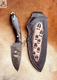 Best Knife to Skin a Deer: Damascus Blade with Buffalo Horn Handle & Belt Loop Sheath - ZB Knives Store