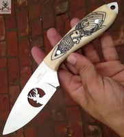 7.75" Inches HAND FORGED 440C Steel deer cut Skinning knife + Leather Sheath - ZB Knives Store