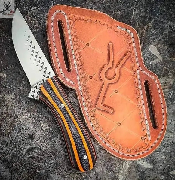 7.75" Inches HAND FORGED Full Tang 1095 High Carbon Steel Skinning Knife+ Leather sheath - ZB Knives Store