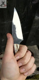 7.8" HAND FORGED Fixed Blade special design 1095 High carbon Steel skinning Knife + leather sheath - ZB Knives Store