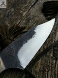 7.8" HAND FORGED Fixed Blade special design 1095 High carbon Steel skinning Knife + leather sheath - ZB Knives Store