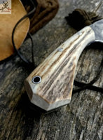 7.8" HAND FORGED Fixed Blade special design 1095 High carbon Steel skinning Knife + leather sheath - ZB Knives Store
