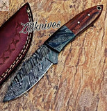 7" Inches HAND FORGED Damascus Steel Skinning Knife + leather sheath - ZB Knives Store