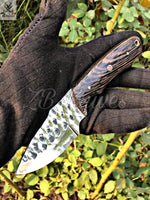 7" Inches HAND FORGED Fixed Blade J2 Steel Skinning Knife + leather sheath - ZB Knives Store