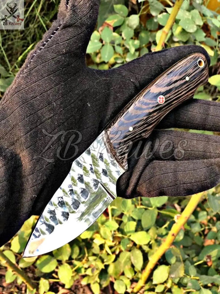 7" Inches HAND FORGED Fixed Blade J2 Steel Skinning Knife + leather sheath - ZB Knives Store