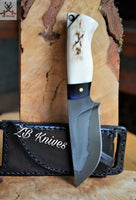 7" Inches HAND FORGED Full Tang 1095 High carbon Steel Skinning Knife + leather sheath - ZB Knives Store