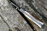 7" Inches HAND FORGED Full Tang Damascus Steel Folding Pocket Knife + leather sheath - ZB Knives Store