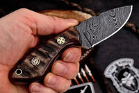 7"inches HAND FORGED Full Tang Damascus Steel Skinning Knife + Leather Sheath - ZB Knives Store