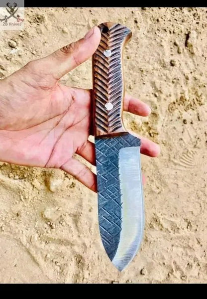 8.5" Inches HAND FORGED 1095 High Carbon Steel Hunting knife + Leather Sheath - ZB Knives Store