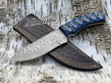8.5" Inches HAND FORGED Full Tang High Carbon Steel Hunting Knife + leather sheath - ZB Knives Store