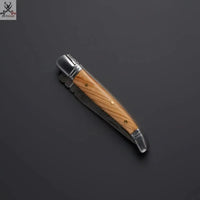 8.5" Inches approx HAND FORGED Full Tang Damascus Steel Folding Pocket Knife+ Leather sheath - ZB Knives Store