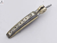8.5"inches HAND FORGED Damascus Steel Folding Pocket knife + Leather Sheath - ZB Knives Store