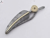 8.5"inches HAND FORGED Damascus Steel Folding Pocket knife + Leather Sheath - ZB Knives Store