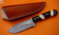 8.5"inches HAND FORGED Full Tang Damascus Steel Hunting Knife + Leather Sheath - ZB Knives Store