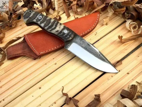 8" Inches HAND FORGED 1095 High Carbon Steel Hunting knife + Leather Sheath - ZB Knives Store