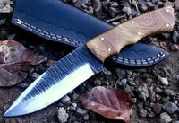 8" Inches HAND FORGED Full Tang 1095 High Carbon Steel Skinning Knife+ Leather sheath - ZB Knives Store