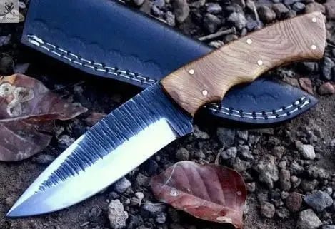8" Inches HAND FORGED Full Tang 1095 High Carbon Steel Skinning Knife+ Leather sheath - ZB Knives Store