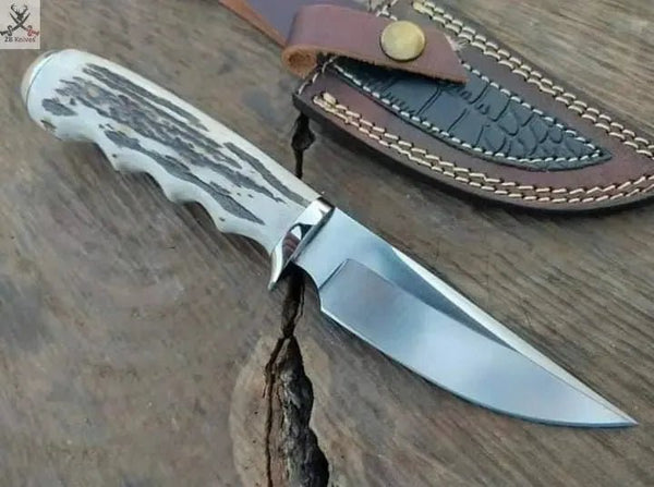 8" Inches HAND FORGED Full Tang D2 Steel Skinning Knife+ Leather sheath - ZB Knives Store