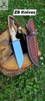 Top 8 - Inch Hand - Forged Full Tang D2 Steel Skinning Knife with Leather Sheath - ZB Knives Store