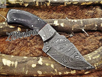 8" Inches HAND FORGED Full Tang Damascus Steel Skinning Knife + leather sheath - ZB Knives Store