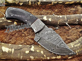 8" Inches HAND FORGED Full Tang Damascus Steel Skinning Knife + leather sheath - ZB Knives Store