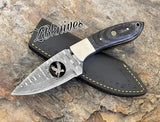 8" Inches HAND FORGED Full Tang Damascus Steel Skinning Knife + leather sheath - ZB Knives Store