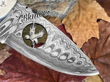 8" Inches HAND FORGED Full Tang Damascus Steel Skinning Knife + leather sheath - ZB Knives Store