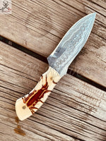 Professional - Grade Handmade Damascus Skinner Knife with Leather Sheath - ZB Knives Store