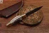 8" Inches HAND FORGED Full Tang Damascus Steel Skinning Knife+ Leather sheath - ZB Knives Store