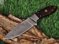 8" Inches HAND FORGED Full Tang Damascus Steel Skinning Knife+ Leather sheath - ZB Knives Store