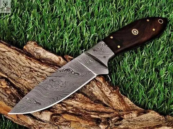8" Inches HAND FORGED Full Tang Damascus Steel Skinning Knife+ Leather sheath - ZB Knives Store