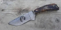 8" Inches HAND FORGED Full Tang Damascus Steel Skinning knife+ Leather sheath - ZB Knives Store