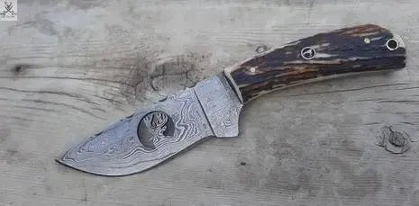 8" Inches HAND FORGED Full Tang Damascus Steel Skinning knife+ Leather sheath - ZB Knives Store