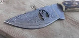 8" Inches HAND FORGED Full Tang Damascus Steel Skinning knife+ Leather sheath - ZB Knives Store
