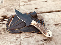 8" Inches HAND FORGED High Carbon Steel Hunting knife + Leather Sheath ZB Knives Store