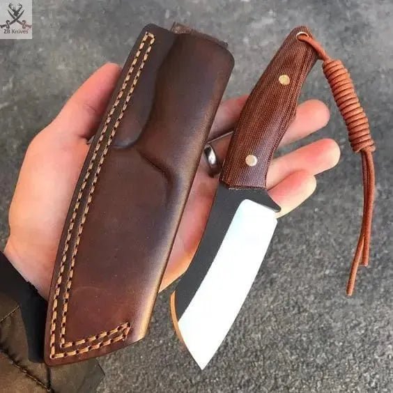 8" Inches HAND FORGED High Carbon Steel Skinning knife+ Leather sheath - ZB Knives Store